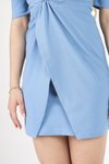 Bebe Mavi Kuvaze Yaka Önü Çapraz Detaylı Mini Elbise
