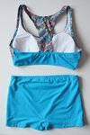 Açık Mavi Desenli Bralet Toparlayıcı Şortlu Bikini Takım