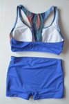 Saks Mavi Desenli Bralet Toparlayıcı Şortlu Bikini Takım
