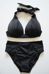 Siyah Yarım Dolgulu Yüksek Bel Bikini Takım