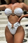 Beyaz Mermaid Bikini Takım
