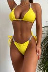 Sarı Taşlı Bikini Takım
