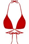 Kırmızı Çapraz Bağlama Detaylı Üçgen İpli Bikini Takım