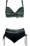 Light Green Plus Size Supportive Patterned Bikini Set