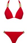 Kırmızı Zincir Aksesuarlı Üçgen Bikini Takım