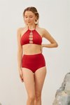 Kırmızı Yüksek Bel Toparlayıcı Bikini Takım
