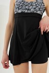 Siyah Büyük Beden Ön Kapak Detaylı Oval Desenli Şortlu Elbise Mayo