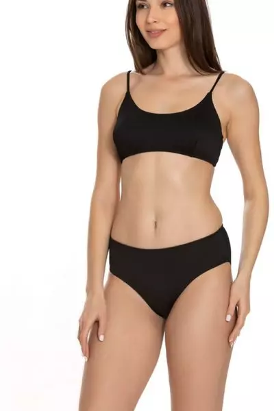 Siyah Toparlayıcı İnce Askılı Bikini Takım