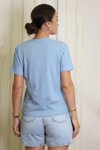 Mavi Kısa Kollu V Yaka T-shirt