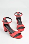 Kırmızı Tek Bantlı 6cm Topuklu Sandalet