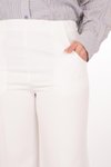 Beyaz Yüksek Bel Klasik Pantolon