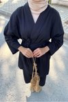 Siyah Müslin Kimono Takım