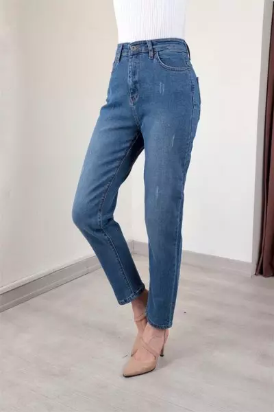 Açık Mavi Yüksek Bel Liam Jean Pantolon
