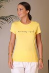 Sarı Yazı Baskılı Kısa Kollu T-shirt