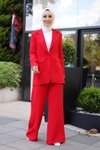 Kırmızı Almira Ceket Pantolon Takım