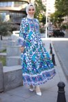 Rengarenk Viskon Önden Düğmeli Desenli Yazlık Elbise