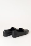 Siyah Cilt Tokalı Düz Ayakkabı