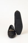 Siyah Cilt Tokalı Düz Ayakkabı