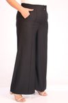Siyah Büyük Beden Aspen Beli Lastikli Pantolon
