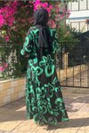 Siyah/yeşil Zambak Şifon Elbise