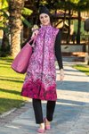 Pembe Floral Desenler Tam Kapalı Mayo