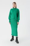 Yeşil Ve Kazak İkili Takım Uzun Triko Elbise