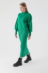 Yeşil Ve Kazak İkili Takım Uzun Triko Elbise