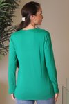 Yeşil V Yakal�ı Uzun Kollu Bluz