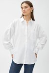 Beyaz Oversize Cepli Pamuklu Gömlek