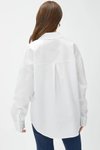 Beyaz Oversize Cepli Pamuklu Gömlek