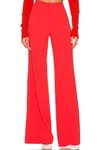 Kırmızı Renk Geniş Paça Crep İthal Kumaş Uzun Pantolon