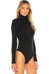 Siyah Bodysuit Balıkçı Yaka İpek Jarse