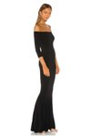 Siyah Straplez Kesim Etek Ucu Volan Detaylı Spagetti Askılı Olacak Uzun Abiye Elbise