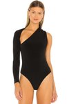 Siyah Tek Kol Ön Dekolte Sağ Kollu Bodysuit