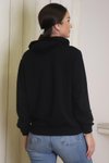 Siyah Kapüşonlu Uzun Kollu Sweatshirt