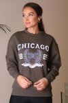 Haki Chicago Baskılı Sweatshirt