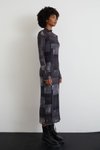 Siyah Batik Desen Midi Tül Elbise