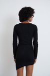 Siyah Dikiş Detaylı Mini Triko Elbise