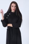 Siyah Taş İşlemeli Triko Elbise