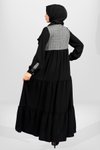 Siyah Kum Krep Elbise