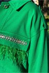 Benetton Gabardin Taşlı Kot Ceket