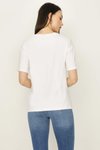 Beyaz Taş Baskılı Basic T-shirt
