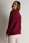 Bordo Basic Oversize Örme Sweatshirt