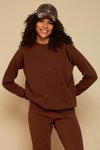 Kahverengi Şardonlu Basic Örme Sweatshirt