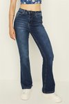 Mavi Yüksek Bel İspanyol Paça Jeans