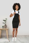 Siyah Askılı Salopet Mini Kot Elbise