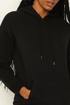 Siyah Kapüşonlu Örme Sweatshirt