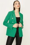 Yeşil Gold Düğmeli Blazer Ceket
