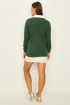 Yeşil Gömlek Yaka Mini Sweat Elbise