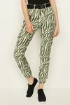 Yeşil Zebra Desenli Kemerli Kargo Pantolon